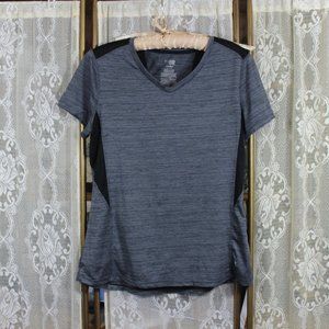 Ladies Black and Grey Danskin Now T-Shirt/Blouse Size Large